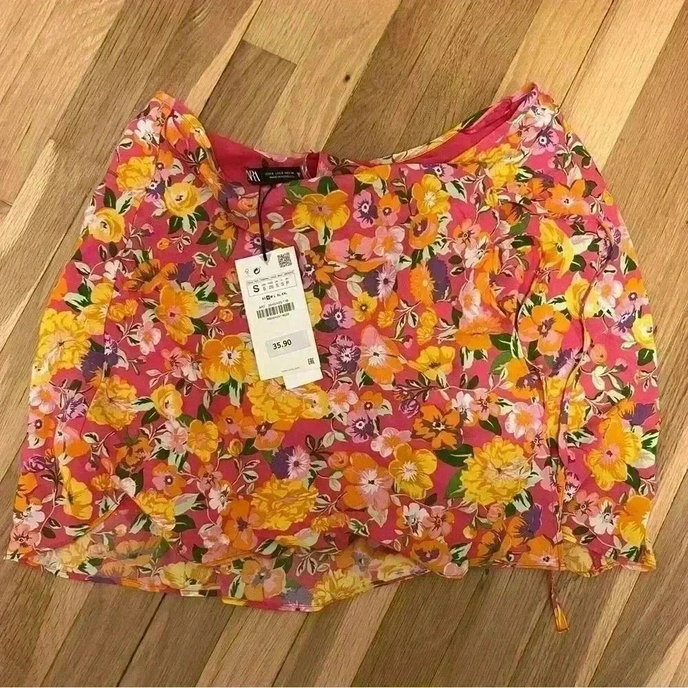 Zara FLORAL PRINT PAREO MINI SKIRT - Picture 4 of 6